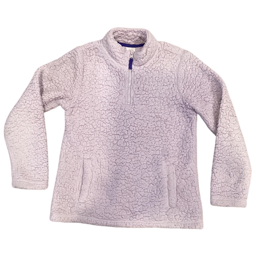 BOGO 🥳 Wonder Nation Purple Quarter Zip Long Sherpa Sweatshirt | Girls L 10/12
